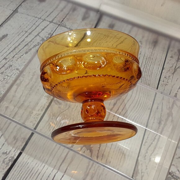 Indiana Colony Glass Color Crown Amber Champagne Sherbet Goblet Bowl Set Of 4 - Picture 3 of 7